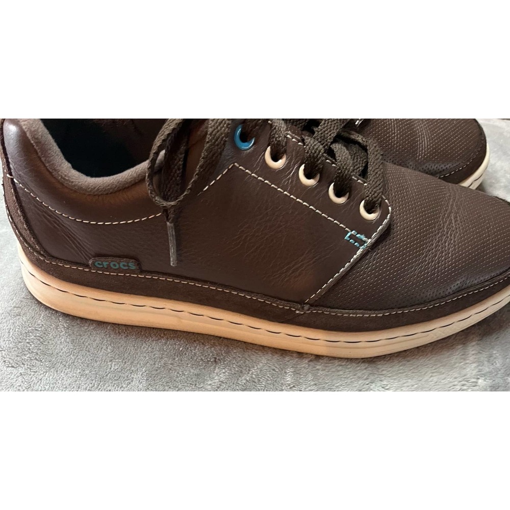 Crocs Hover Lace Up Brown Leather Suede Sneakers Mens 7 Low‎ Top 12684